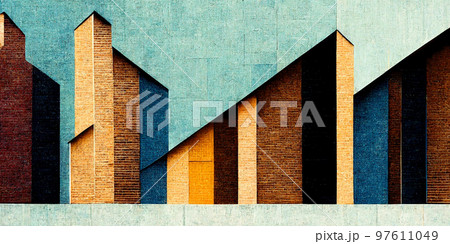 Modern architecture, walls made of concrete. Facades of a residential building.  97611049