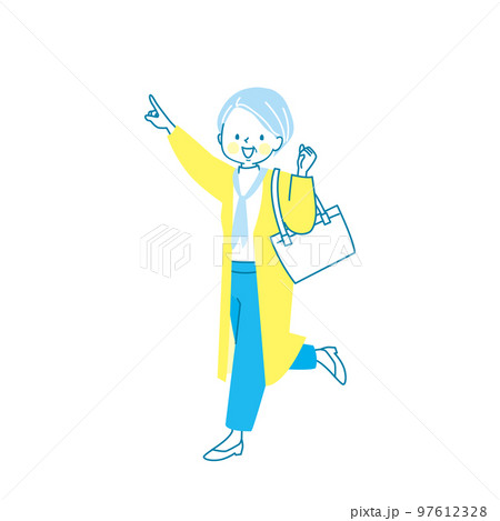 オシャレをしてお出かけするミドル女性のイラスト 97612328