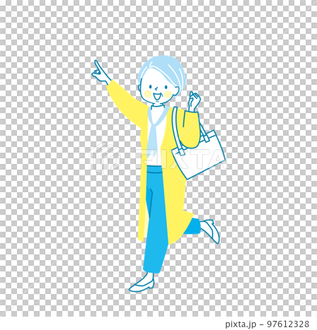 オシャレをしてお出かけするミドル女性のイラスト 97612328