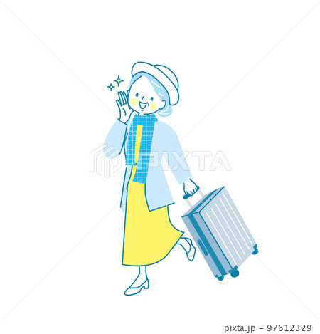 オシャレをしてお出かけするミドル女性のイラスト 97612329