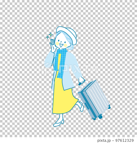 オシャレをしてお出かけするミドル女性のイラスト 97612329