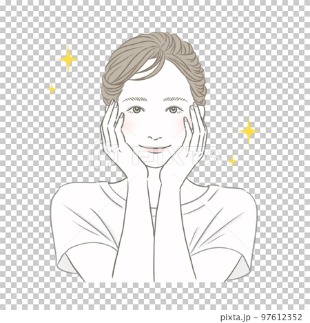 美容圖像插圖皮膚護理皮膚狀況良好的微笑女性 B 97612352