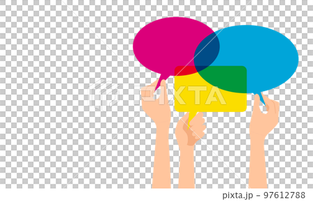 様々な色のふきだし、多様性のイメージイラスト、ベクター 97612788