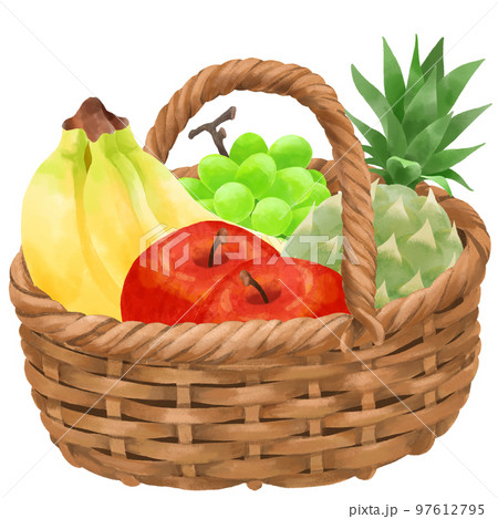たくさんの果物が入ったバスケットのイラスト 97612795