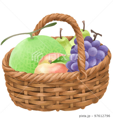 たくさんの果物が入ったバスケットのイラスト 97612796