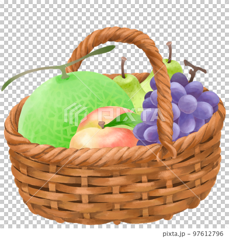 たくさんの果物が入ったバスケットのイラスト 97612796