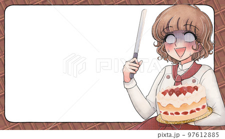 白目で落ち込むウェイトレスさんの空欄スペースアイキャッチ 97612885