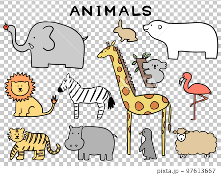 動物の手描きイラストセット 97613667