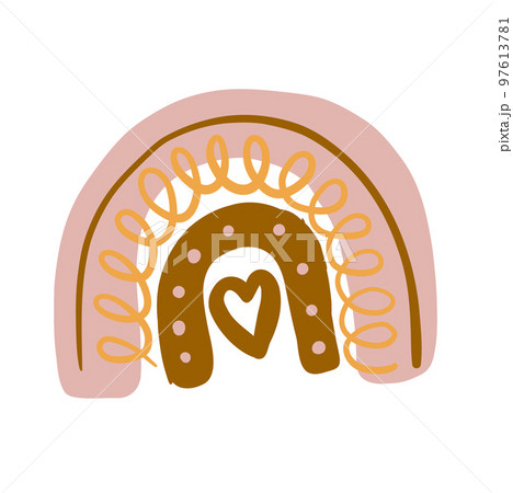 Boho baby rainbow isolated on white. Vector 97613781