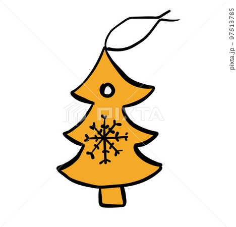 Christmas fur tree decoration isolated on white. Vector 97613785