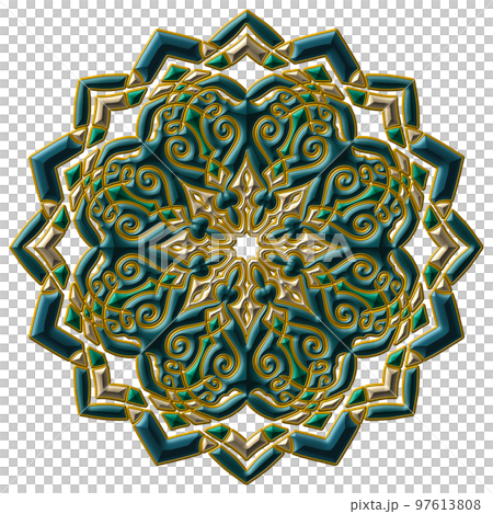 マンダラアート(宝飾品風、幾何学模様、落ち着いた) マンダラアート(宝飾品風、幾何学模様、落ち着いた) 97613808