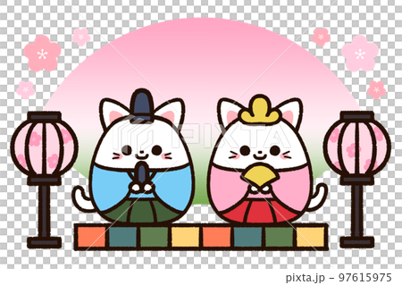 Cute cat on Doll's Festival 97615975