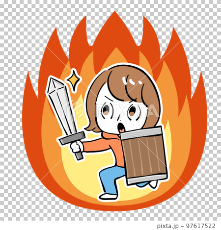 Woman sword motivation flame 97617522