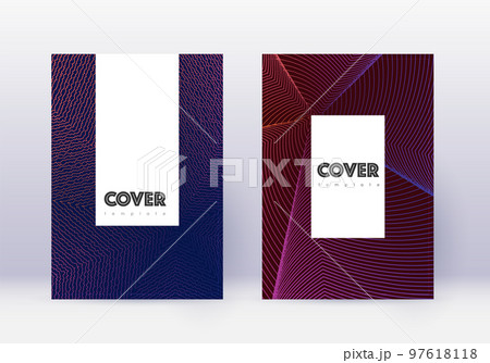 Hipster cover design template set. Violet abstract lines on dark background. Comely cover design. Admirable catalog, poster, book template etc. Hipster cover design template set. Violet abstract lines on dark background. Comely cover design. Admirable catalog, poster, book template etc. 97618118