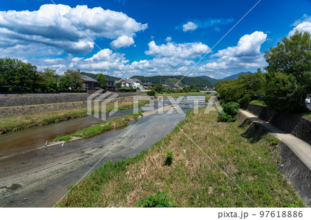 高野川と洛北の晩夏の風景と五山送り火の法　京都府京都市左京区 97618886