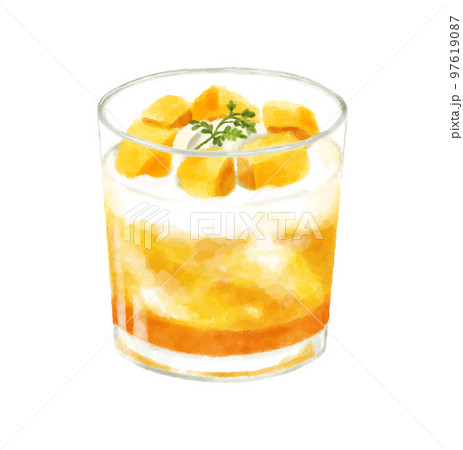 マンゴーのスイーツ 水彩風イラスト 97619087