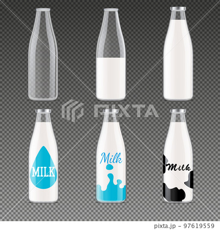 Milk Bottles Packages Realistic Set 97619559
