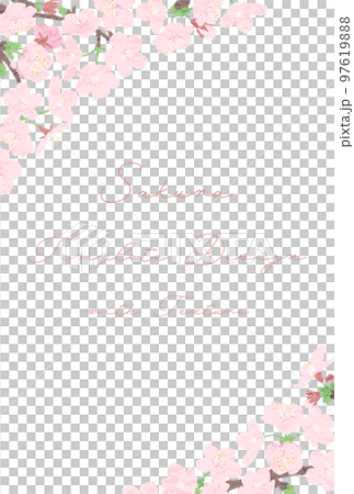 Cherry blossom tunnel frame postcard size vertical textured Cherry blossom tunnel frame postcard size vertical textured 97619888