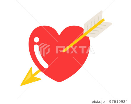 矢の刺さった ハートのイラストのイラスト素材
