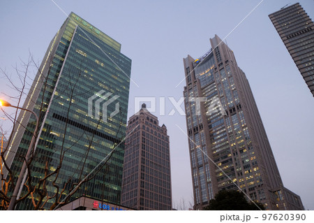 Financial towers in the Pudong east side of Shanghai, China 97620390