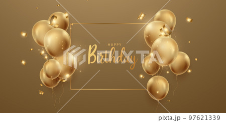 golden balloon background celebrate birthday elegant banner template vector illustration 97621339