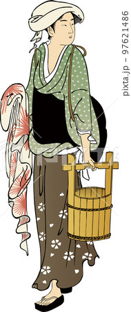 浮世絵　洗濯をする女性　その4 97621486