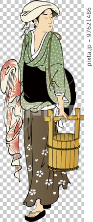 浮世絵　洗濯をする女性　その4 97621486