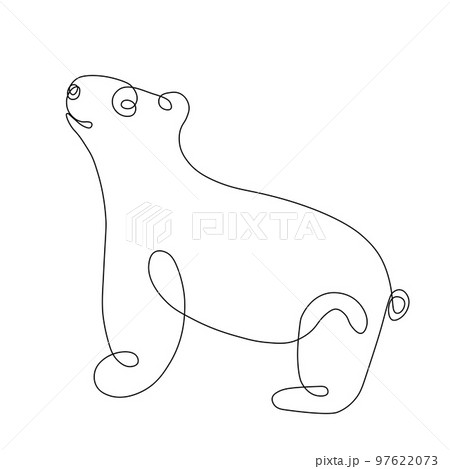 One continuous single line hand drawing  Wild bear. Cute baby animal.  isolated on white background 97622073