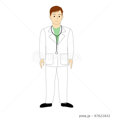 若い男性医師、歯医者、内科医、外科医、インターン、白背景 97622832