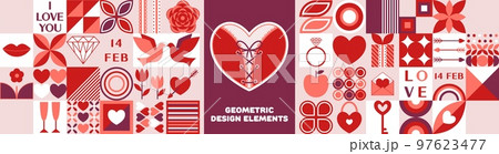Set of modern geometric elements for Valentine day Set of modern geometric elements for Valentine day 97623477