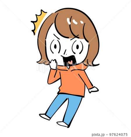 女性　驚き 97624075