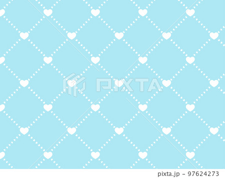 ハートのチェック柄＿水色と白のイラスト素材 [97624273] - PIXTA