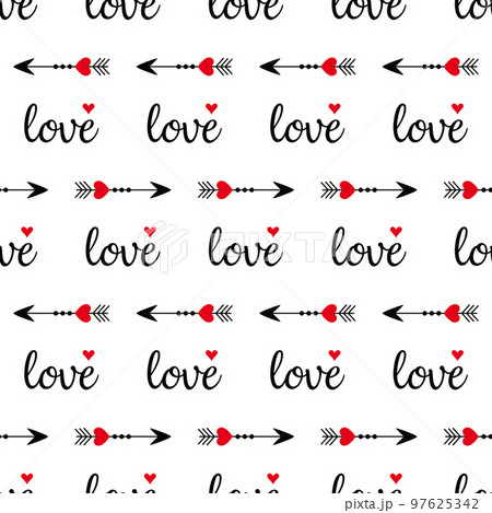 cartoon love seamless pattern of words and hearts 97625342