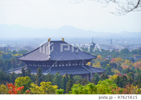 大仏ビューから望む秋の東大寺と興福寺 大仏ビューから望む秋の東大寺と興福寺 97625615