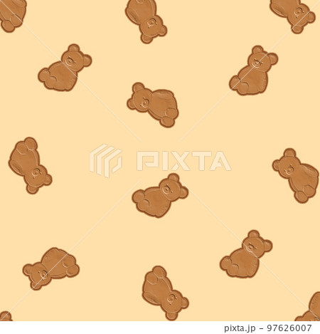 くま型のクッキーが散らばった背景画像 くま型のクッキーが散らばった背景画像 97626007