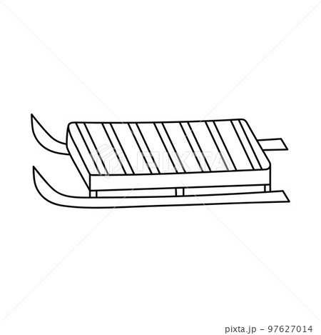 Classic wooden winter sled in doodle style. Vector illustration Classic wooden winter sled in doodle style. Vector illustration 97627014