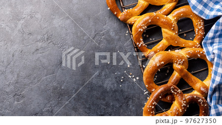 Freshly baked homemade pretzels Freshly baked homemade pretzels 97627350