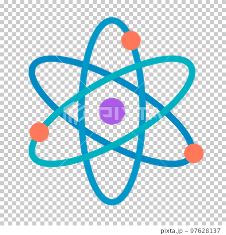 Atom icon. Atomic nuclei, protons and neutrons. Chemistry. vector. 97628137