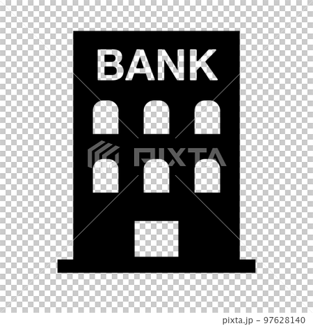 bank silhouette icon. financial building. vector. 97628140