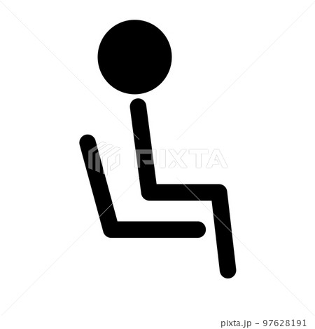 椅子に座っている人のピクトグラム。着席。ベクター。 97628191