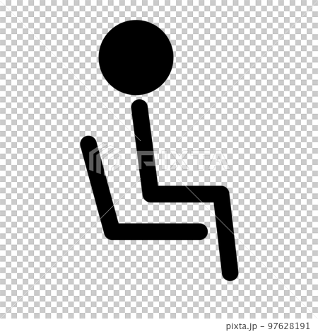椅子に座っている人のピクトグラム。着席。ベクター。 97628191