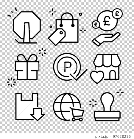 Shopping icon set Sale, points, benefits, stamps, etc. GBP 97628256