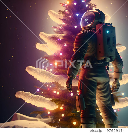 astronaut stands next to a christmas tree decorated with planets, neural network generated art astronaut stands next to a christmas tree decorated with planets, neural network generated art 97629154