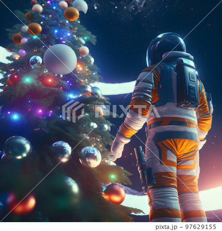astronaut stands next to a christmas tree decorated with planets, neural network generated art astronaut stands next to a christmas tree decorated with planets, neural network generated art 97629155