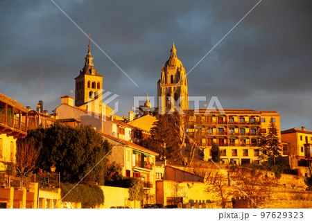 Panoramic view of Segovia, Spain 97629323