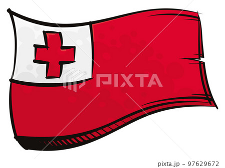 Painted Tonga flag waving in wind 97629672