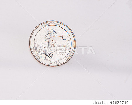 US Dollar coins President series $1 golden colored. The United States Mint honors our nation's presidents. Overhead flat lay US Dollar coins President series $1 golden colored. The United States Mint honors our nation's presidents. Overhead flat lay 97629710