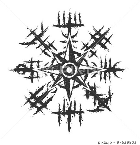 Windrose grunge viking symbol 97629803