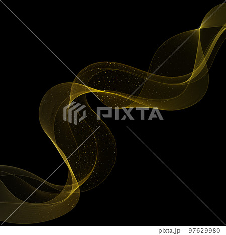 Sparkling golden wave on a black background. Abstract vector illustration Sparkling golden wave on a black background. Abstract vector illustration 97629980