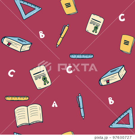 School items seamless pattern on dark background. Back to school School items seamless pattern on dark background. Back to school 97630727